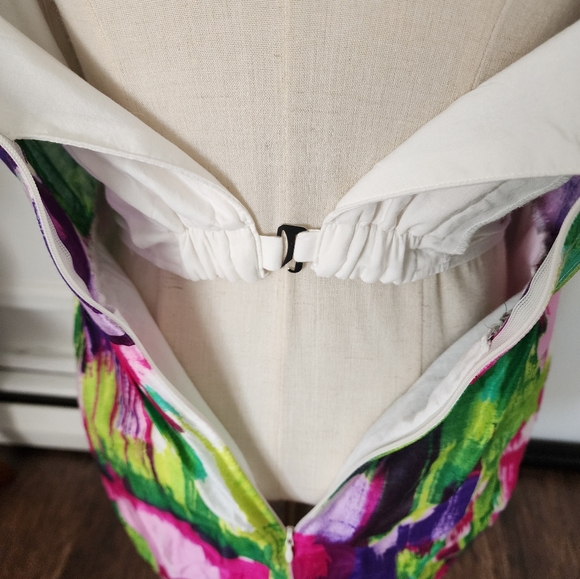 Shoshanna Size 4 Strapless Multicolor Brushstroke Mini Tea Garden Summer Dress - Picture 6 of 12
